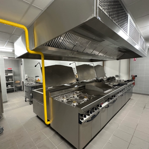 Cuisine professionnelle avec équipements modernes.